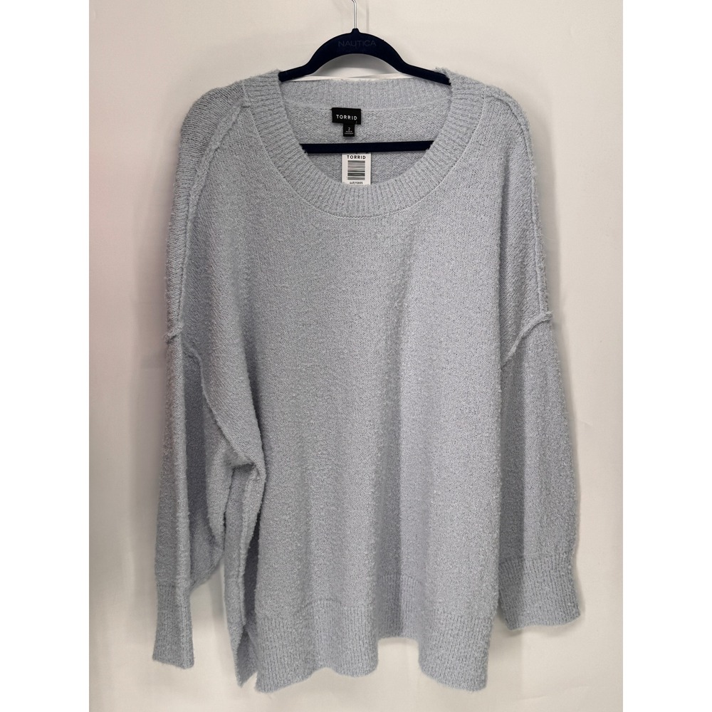 Torrid Tunic Women 2X Light Blue NWT Boucle Drop Shoulder Crew Neck Sweater
